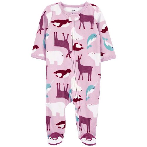 Baby Girl Carter's Animal Print Fleece Sleep & Play