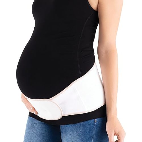 Belly Bandit Upsie Belly Pregnancy Support Band - The Ideal Support for your Belly and Relief for your Aching Back - Anti-Dig Closure and 12" of Adjustability, Cream, Medium