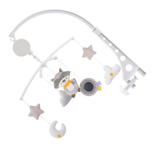 VANZACK Raccoon Musical Mobile Crib Pendant Wind Chime Nursery Decoration No Batteries Needed Adorable Bedroom Accessory for Calming Sleep and Early Learning