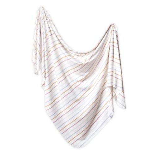 Copper Pearl™ Piper Knit Swaddle Blanket in White - MULTI STRIPE - 46" X 46"