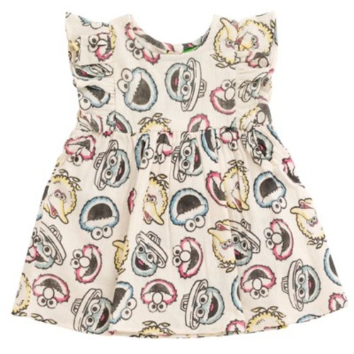 Sesame Street Elmo Cookie Monster Big Bird Newborn Baby Girls Cotton Gauze Matching Family Dress 6-9 Months