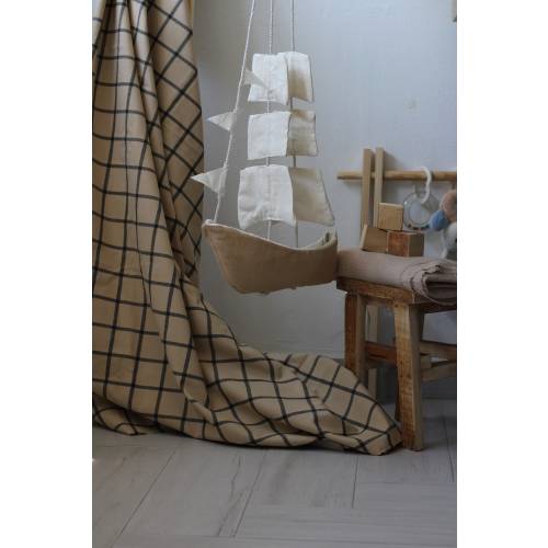 Sailing ship hanging decor, crib hanging decor, baby ship, linen sailboat, baby boy nursery hanging decor, ocean nursery