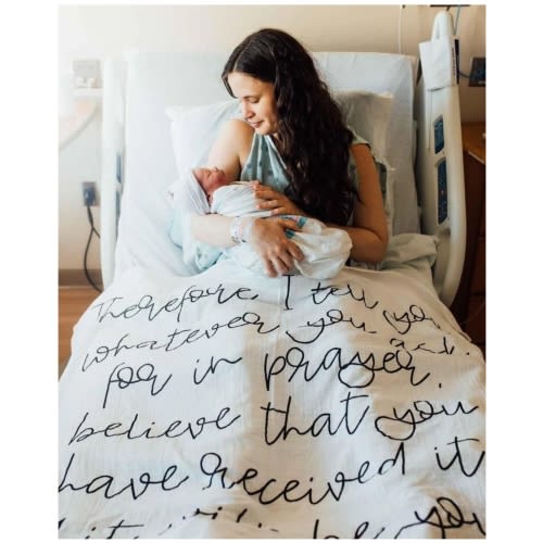 Organic Swaddle + Wall Art - Mark 11:24 Therefore I tell you, whatever – Modern Burlap