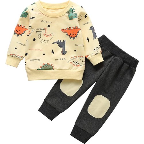 Elspilit Toddler Baby Boy Clothes Animal Style Long Sleeve Tops Sweatsuit Pants Outfits Set