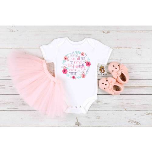 Newborn Baby Girl Onesie® - I May Be Small, But I&#39;m One Big Wish Come True - Take Home Outfit - Baby Girl Hospital Onesie® - Preemie Baby