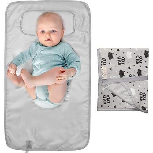 HAMUR HOME Portable Baby Changing Pad – Waterproof, Foldable & Lightweight Travel Mat – Soft & Machine Washable Diaper Changer – Compact & Durable (Fox)