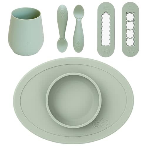 First Foods Bundle 6m+ (Sage) Tiny Bowl + Tiny Spoons + Tiny Cup + Food Cutters Baby Essentials