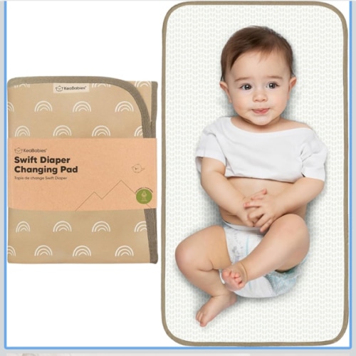 KeaBabies Portable Diaper Changing Pad, Easy Wipe Clean - Foldable Waterproof Baby Changing Mat for Diaper Bag, Compact, Lightweight, 25x13 Newborn, Infant, Baby Changer Travel Essential (Rainbow)