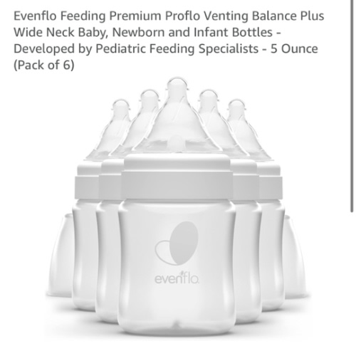 Evenflo Feeding Premium Proflo Venting Balance Plus Wide Neck Baby, Newborn and Infant Bottles - Developed by Pediatric Feeding Specialists - 5 Ounce (Pack of 6)