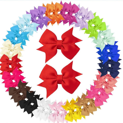Hair Bows for Girls, 60PCS 2" Fully Lined Alligator Hair Clips, Toddler Hair Accessories (30 Colors in Pairs)
