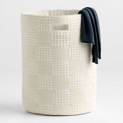 Nella Cream Cotton Waffle Weave Kids Hamper with Handles