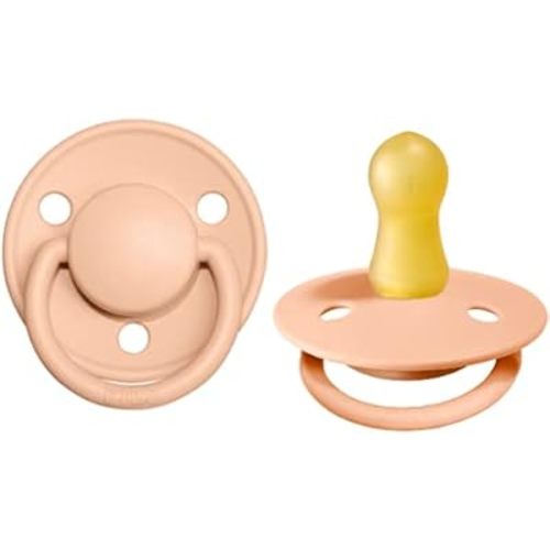 BIBS de Lux Baby Pacifier | BPA-Free Natural Rubber | Made in Denmark | Peach Sunset 2-Pack (0-6 Months)