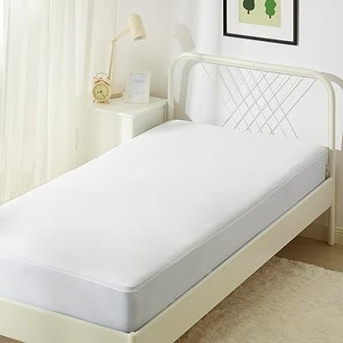 Amazon Basics Waterproof Mattress Protector, White, Twin