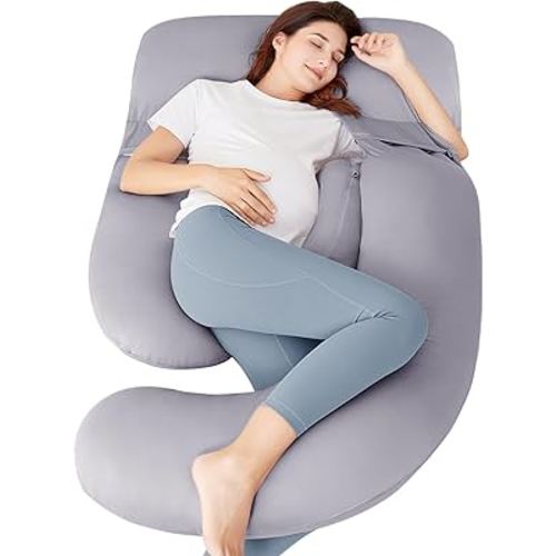 Sasttie Pregnancy Pillows for Sleeping, Cooling Maternity Pillow for Pregnant Women, Detachable Pregnancy Pillow with Removable Cover for All Around Support and Pain Relieve, Light Grey