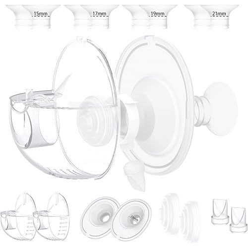 Two Complete Sets Compatible with Momcozy M5 Breast Pump Replacement Parts, 24mm Collection Cup and 15/17/19/21mm 8pcs Flange Size Kit for M5 only, not Other Models