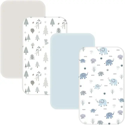 4 Pack Baby Bassinet Sheets - 35"x20" Bedside Bassinet Sheets for Newton, Ezebaby, AMKE(3 in 1) & Other Large Bedside Sleeper | Ultra Soft & Skin Friendly Bassinet Fitted Sheets for Boys Girls