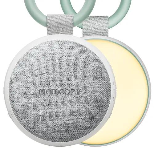 Momcozy Portable Sound Machine with Night Light, White Noise Sound Machine for Baby, 20 Soothing Sounds, Sound Therapy, Long-Lasting Power, Timer, Clips on Stroller, Baby Shower Gifts