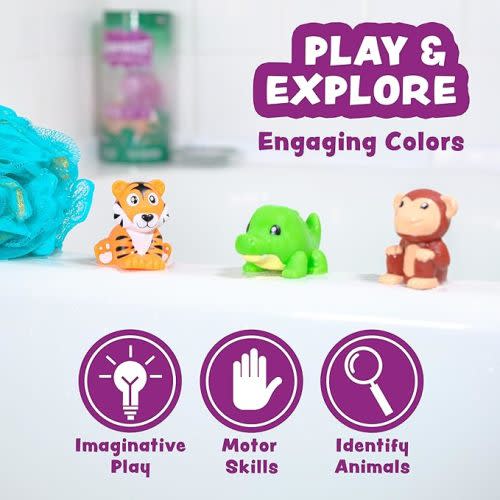 Tub Works® Rainforest™ Mold Free Bath Toys, 6 Pack | Sealed, No Hole Bath Toys Design Keeps Moisture Out | Soft, Squeezable & Float on Water | Easy-Grip Baby & Toddler Bath Toys | Great Baby Pool Toys