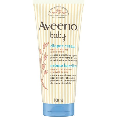 Aveeno Baby Diaper Cream – Oat Extract, Almond Oil, Zinc Oxide – Sensitive Dry Skin – 100ml, Fragrance Free