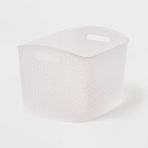Y-Weave XL Curved Decorative Storage Basket Translucent - Brightroom™: Portable, Stackable Plastic Bin, 7.4 Volume Capacity