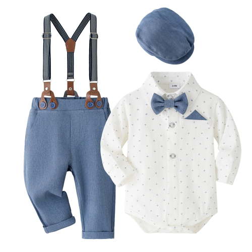 Ketyyh-chn99 Baby Wedding Outfit Boy 3-6 Months Baby Boy Clothes Suit Infant Boy Gentleman Outfits Dress Shirt+Bowtie+Pants Set Wedding Party Suits Size for 3-6 Months,Blue