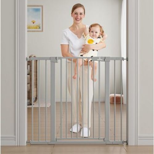 BabyBond 27-43 Inches Baby Gate for Stair and Doorway,with Extenders and Pressure/Hardware Mounting Kit, 36" Tall