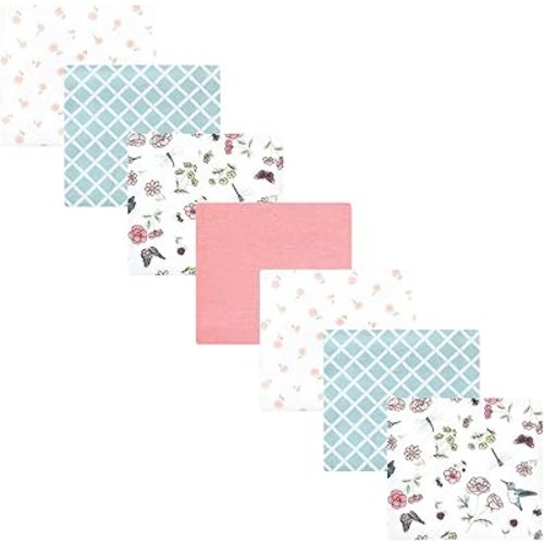 Hudson Baby Unisex Baby Cotton Flannel Receiving Blankets Bundle, Hummingbird Garden, One Size