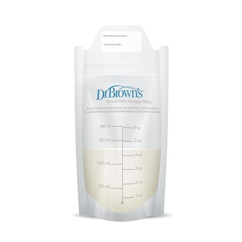 Dr. Brown’s Breast Milk Storage Bags, Disposable and Durable Bags for Freezing & Heating Breast Milk, (100 ct) 6 oz Bags, BPA free - 100 Count