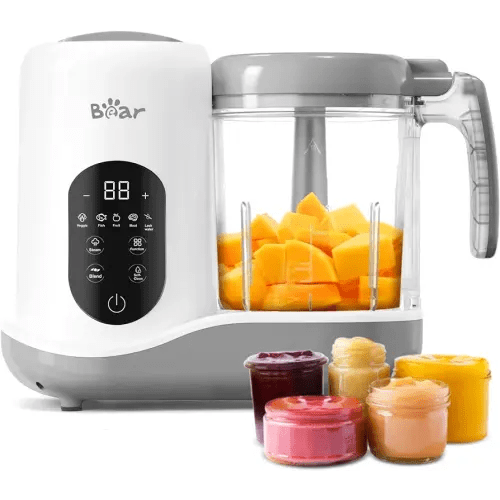 BEAR 2024 Baby Food Maker | One Step Baby Food Processor Steamer Puree Blender | Auto Cooking & Grinding | Baby Food Puree Maker with Self Cleans | Touch Screen Control, White