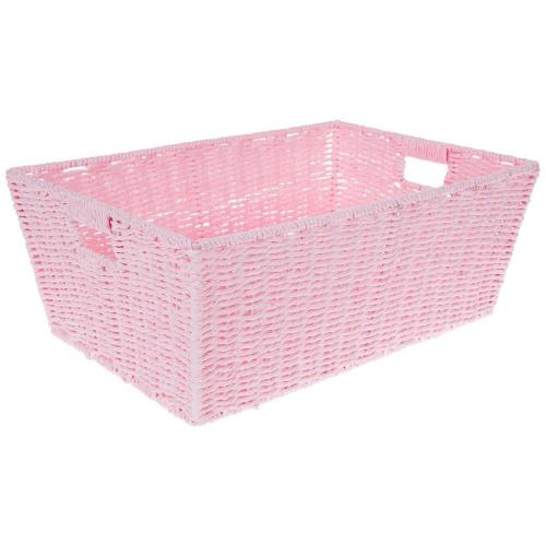 Pink Rectangle Woven Basket