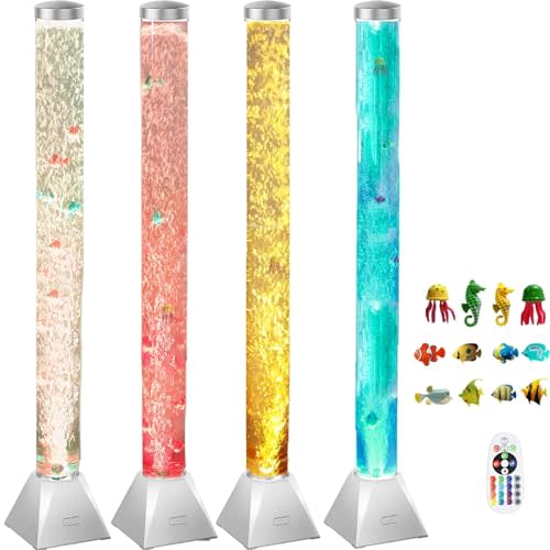 CALOVER 4FT Silver Sensory Bubble Tube Floor Lamp - Simulated Aquarium Relaxing Mood Light for Sensory Rooms, Home, Office | Perfect Christmas, Birthday Gift for Kids, Adults, Autism Therapy