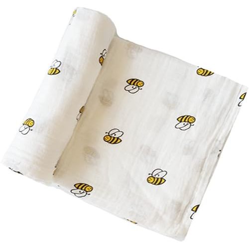 Muslin Swaddle Blanket Newborn Baby Infant Gauze Cotton Wrapping (Littie Bee) 1