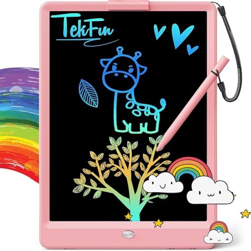 LCD Writing Tablet for Kids, 10-inch Coloring Drawing Pad, Mess Free Doodle Board, Airplane Travel Toys for Boys and Toddlers, Road Trip Essentials, Gifts for 3 4 5 6 7 8 Year Old Girls (Pink)