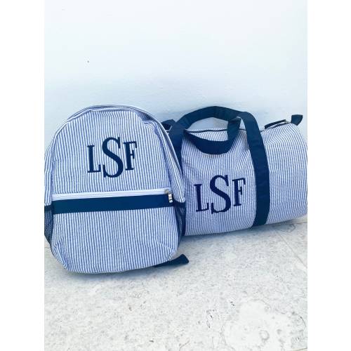 Personalized Baby Duffle Bag , Monogram Seersucker Duffel, Personalized seersucker duffel bag, Baby travel bag, Monogrammed Baby Gifts