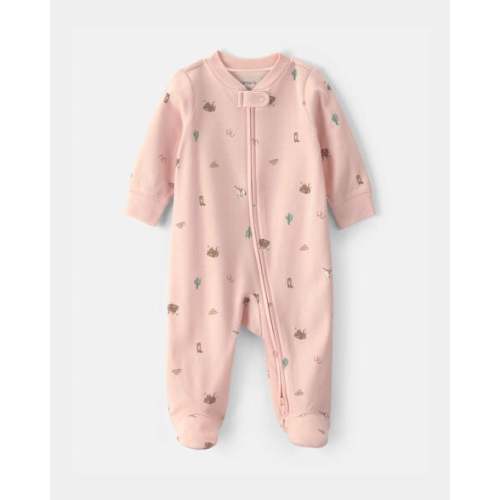 Baby Girl Western 100% Cotton 2-Way Zip Sleep & Play Pajamas - Pink | Carter's