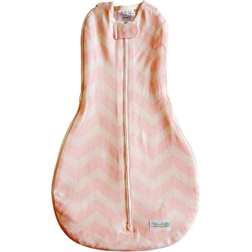Woombie Grow with Me Baby Swaddle, Convertible Swaddle Fits Babies 0-9 Months, Expands to Wearable Blanket for Babies up to 18 Months, Dreamy Pink Chevron