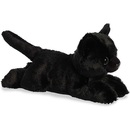 Aurora® Adorable Mini Flopsie™ Twilight Cat™ Stuffed Animal - Mini Companions Ready for Playful Adventures - for Kids All Ages, Toddlers, Adults, and Families - Black 8.5 Inches