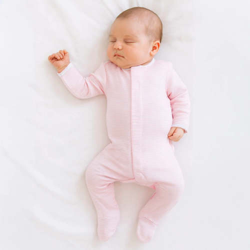 Mini Stripes Footie- Pink – Cheeky Baby Boutique Rome