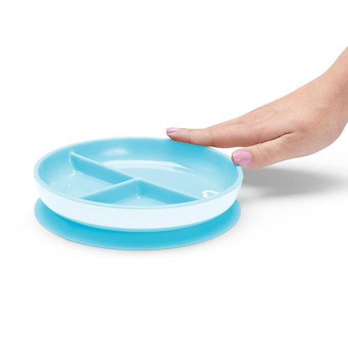Munchkin® Stay Put™ Divided Suction Toddler Plates, Blue/Green