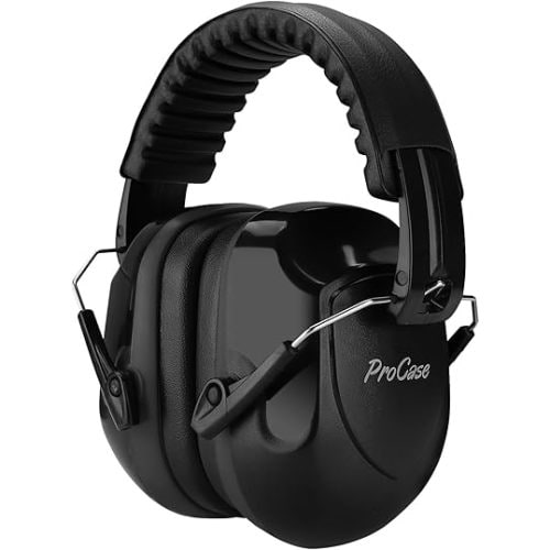 ProCase Noise Reduction Ear Muffs, Sound Proof Ear Protection, NRR 28dB Noise Cancelling Headphones for Adults Kids Autism, Hearing Protection for Shooting Gun Range Mowing -Black