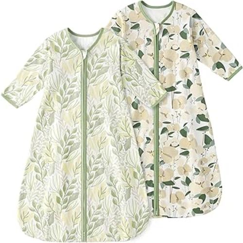 Yoofoss Baby Sleep Sack 6-12 Months Long Sleeve Wearable Blanket Baby 100% Cotton 2-Way Zipper 0.5 Tog Infants Sleeping Sack, Lightweight(Medium)