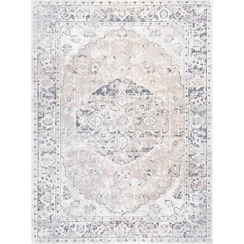 Rudo Farmhouse Area Rug - Machine Washable - Light Gray, Medium Gray, Medium Brown - 9'2" x 12'