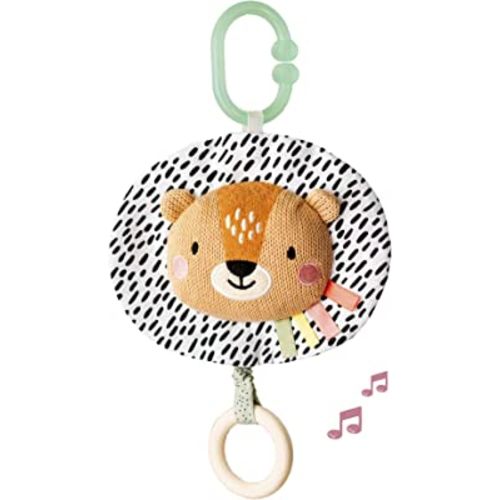 Taf Toys Soothing Musical Pulldown Toy with Multi-Textures & Wooden Teether, Attaches to Crib, Stroller and Car Seat, Develop Baby’s Senses and Cognitive Skills (Harry Musical Lion)