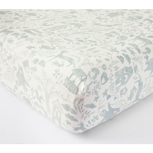 Woodland Flannel Organic Crib Fitted Sheet | Pottery Barn Kids