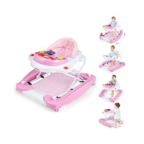 6 in 1 Baby Walker Adjustable Toddler Walker & Activity Center with Music Tray