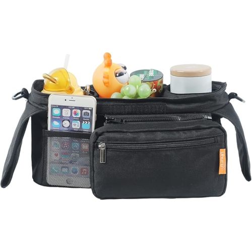 UHURU Stroller Organiser, Pram Caddy with *Extra Storage Pockets*, Pram Organiser with Insulated Coffee Cup Holders & Phone Storage, Compatible with UPPAbaby & 99% Prams, Ideal for Travel Stroller : Amazon.com.au: Baby