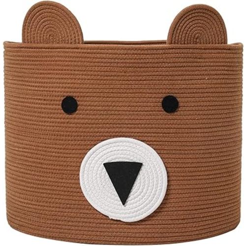 Large Cotton Rope Basket - Woven Laundry Hamper & Cloth Storage Bin for Bedroom (Orange Brown, 18"x15")