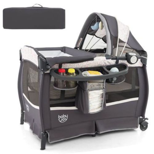 Infans 4 in 1 Portable Pack & Play Foldable Baby Bassinet with Mattress Carrying Bag