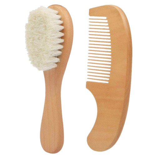 2 Pack Baby Hair Brush And Comb Set For Newborn Natural Wooden Hairbrush With Soft For Cradle Cap