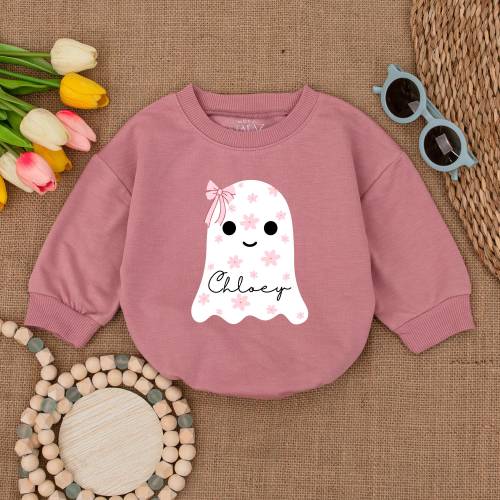 Custom Name Cute Boo Baby Romper, Little Boo Romper, Halloween Ghost Bodysuit, Fall Baby Outfit, Halloween Baby Shower Gift, Bubble Romper